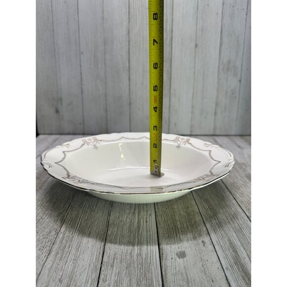 Vintage Crown Potteries Co Vegetable Serving Bowl Oval Gold Rim 9.5'' - Set of 2 - Picture 12 of 13